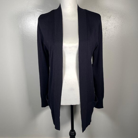 Premise Studio Black Shawl Neck Open Front Soft Knit Long Sleeve Cardigan S - Picture 2 of 13